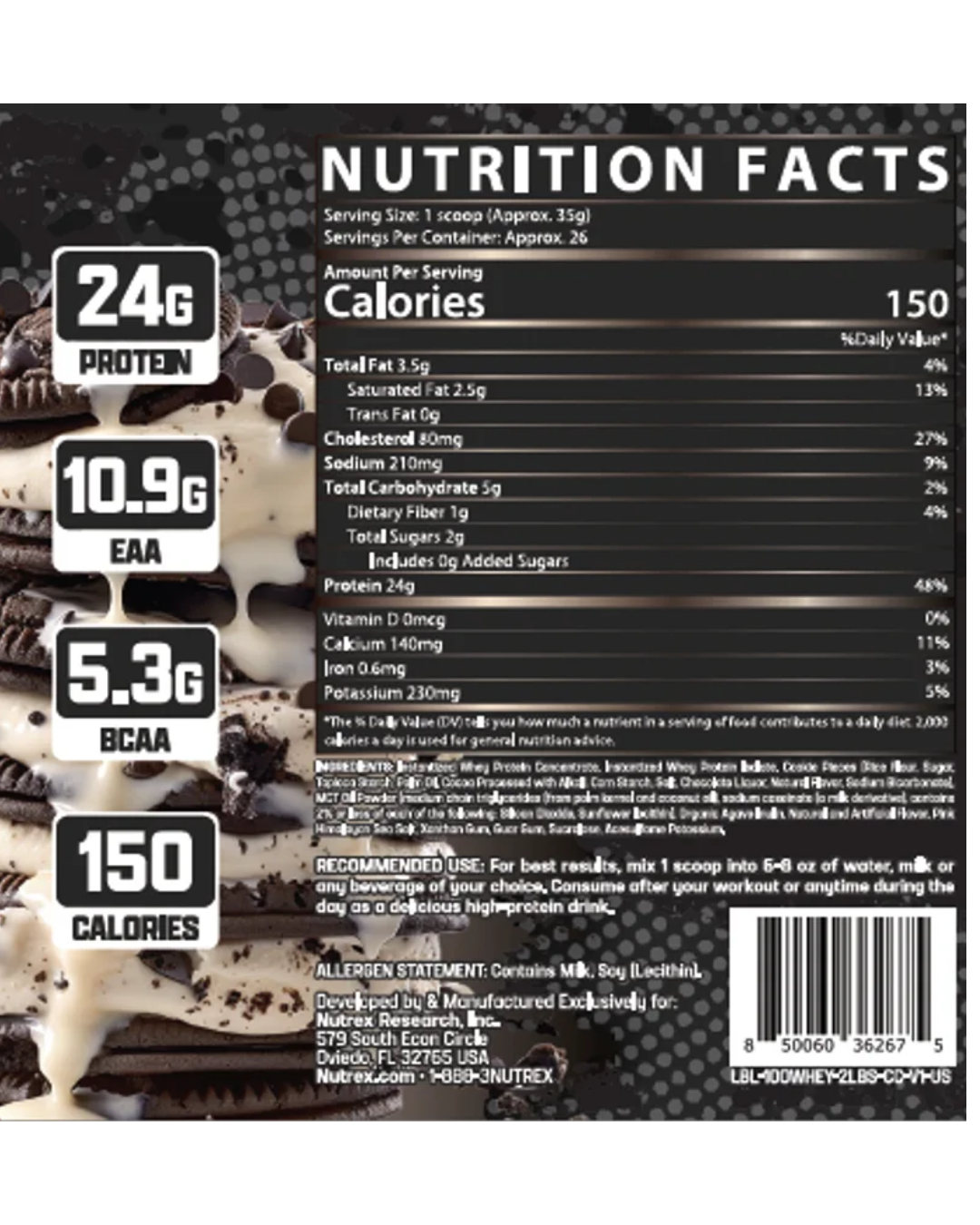 100% Whey Protein Cookies Cream 2lb