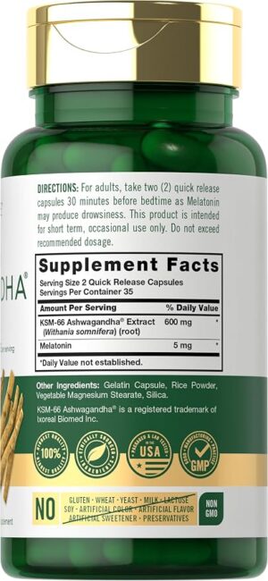 Ksm-66 Ashwagandha 600mg +melatonina 5mg